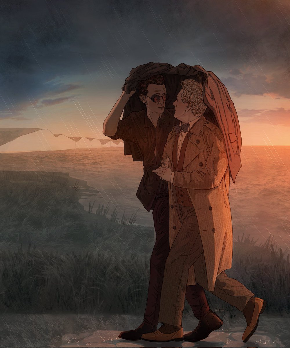 You mean, like, a sudden rainstorm forces them together beneath a canopy, they look into each other's eyes and realize they were meant for each other."

#GoodOmens #IneffableHusbands #GoodOmensFanart #Gos3 #Aziraphale #Crowley #GoodOmensComic #IneffableHusbandsFanart #aziracrow