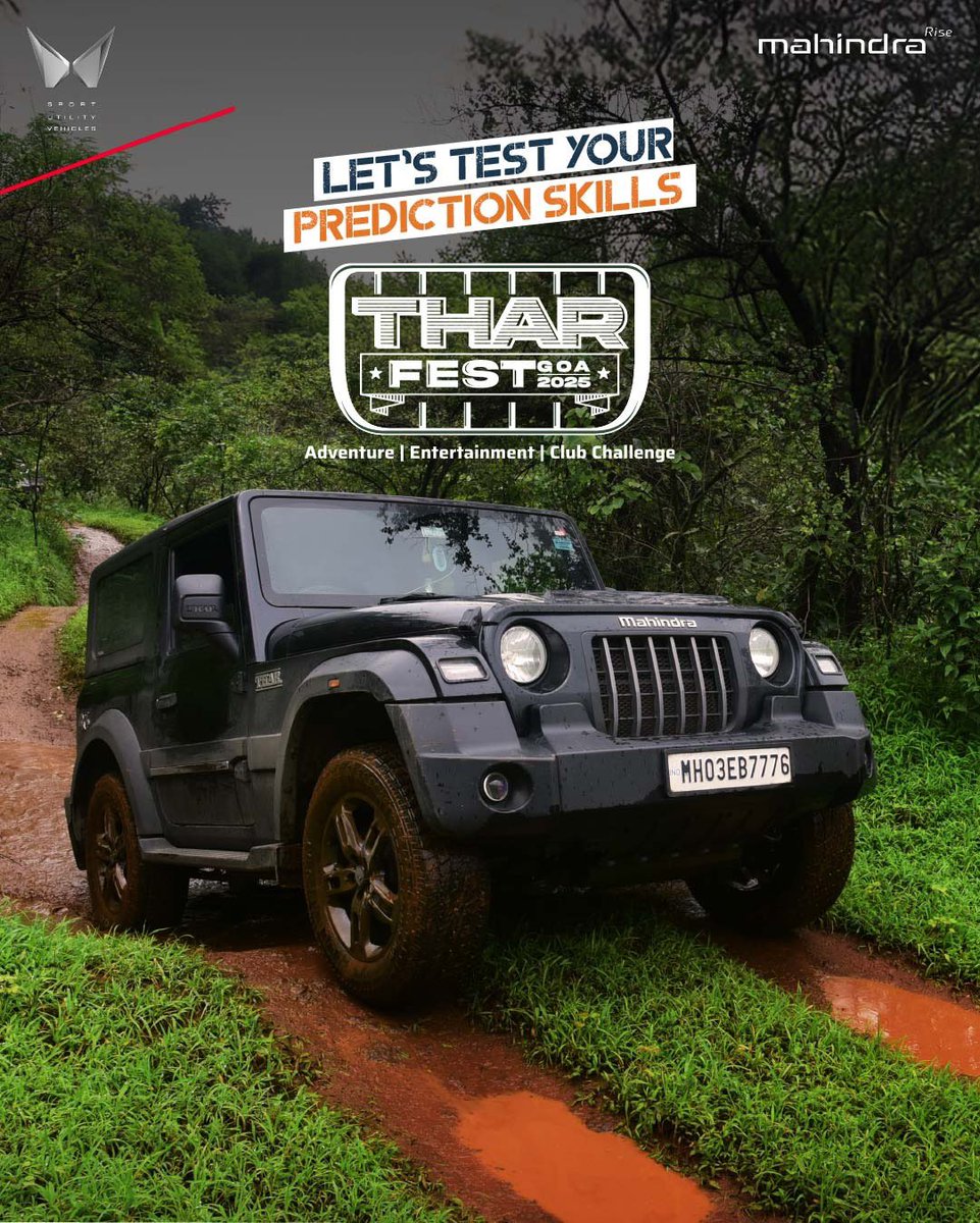 MahindraAdvntr's tweet photo. The competition is real. The participants are ready. Is the world ready to face this face-off? We’ll find out at the Club Challenges at Thar Fest.
#MahindraAdventure #ClubChallenge #TharFest2025 https://t.co/tZpGZW2NMD