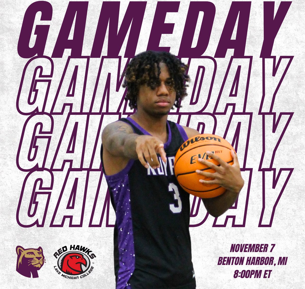 GAMEDAY on the road for JV - Purple! 

@ Lake Michigan College
📍 Benton Harbor, MI
⏰ 8:00pm ET
📺 youtube.com/@redhawkathlet…

#GoCougars