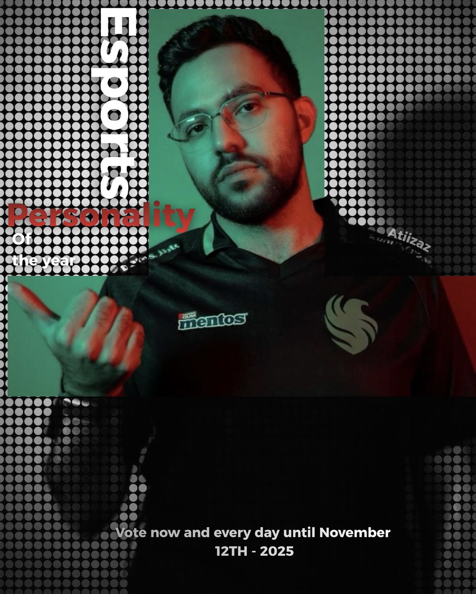 - شخصية العام في الرياضات الإلكترونية💚

الريّس مرشح لأفضل شخصيه وباقي خمس ايام فقط وينتهي التصويت جاء وقتنا نحسمها له⏳

همتكم نبي القوت ياخذ الجائزه 🐐

رابط التصويت 🔗
esportsawards.com/vote/thankyou
و طريقة التصويت تحت بالمنشن ..