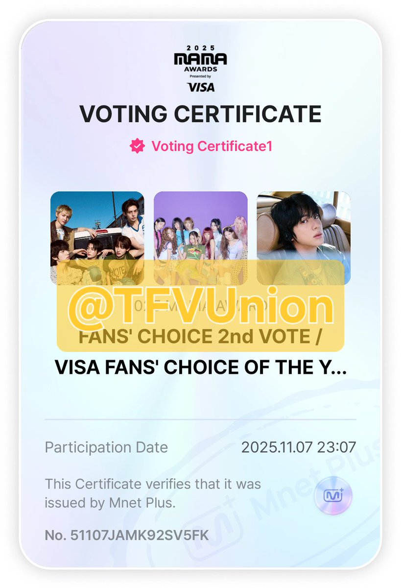 TFVUnion's tweet photo. MAMA AWARDS 2025 🏆
2nd VOTING | DAY 10

FANS’ CHOICE
✅ Female: Vote for TWICE 
✅ Male: Vote for CORTIS

VISA FANS CHOICE
✅ JIN

🔗https://t.co/g9hcCRF7Qw

🎯 1000+ PROOFS ‼️

WE NEED EVERYONE’S COOPERATION! PLEASE VOTE, RT AND REMIND YOUR FRIENDS! 🚨 Fanbases, kindly help spread 🙏

SHARE YOUR VOTING PROOFS

I vote for #TWICE at #2025MAMAVOTE