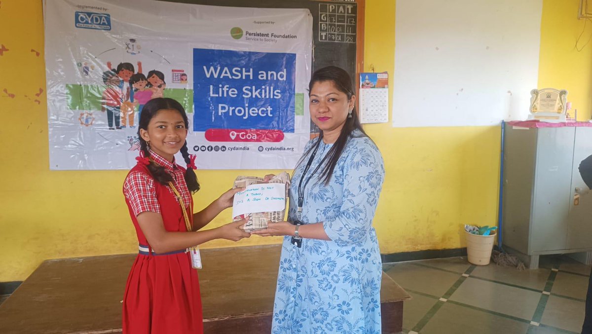 CSR_Persistent's tweet image. Empowering Girls Through Hygiene &amp;amp; Care 🌸

At Persistent Foundation Goa, we donated hygiene kits to girls at Symbiosis School, Shiroda, under our WASH &amp;amp; Life Skills Project helping them stay healthy, confident, and focused on learning.

#PersistentFoundation #WASH