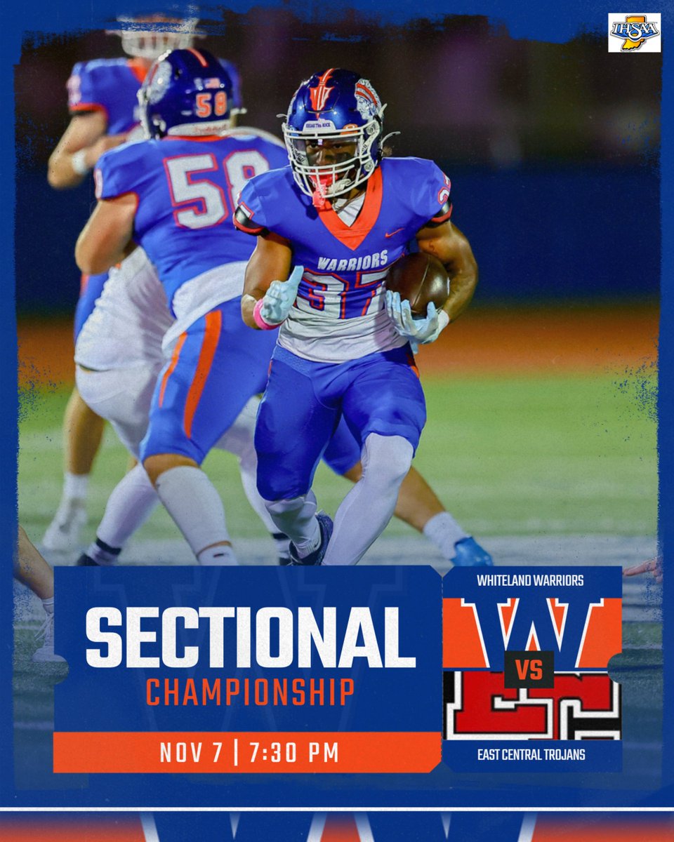 whitelandsports's tweet image. Cancel any other plans you have, and get to Bailey &amp;amp; Wood Stadium tonight at your #8 Warriors get set to battle #7 East Central for the @IHSAA1 Sectional 14 title!! Gates open at 6:30p, kickoff is set for 7:30p. We will see you there!
Tickets: public.eventlink.com/tickets?t=1564…