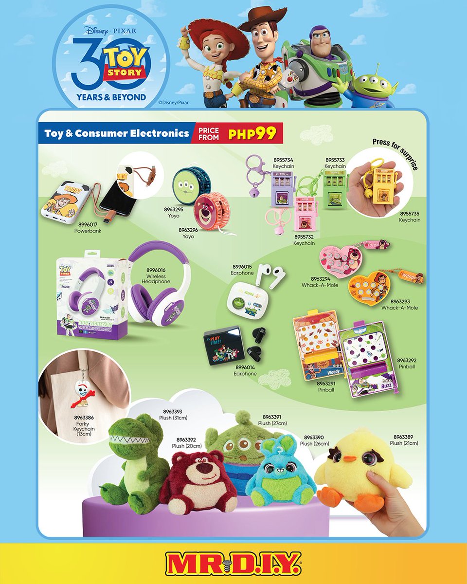 mrdiyPH's tweet image. Step into infinity and beyond with our Toy Story collection ✨ Now available at MR DIY! From plushies to gadgets, bring home your favorite characters today.

#MRDIYPH #AlwaysLowPrices #ToyStory