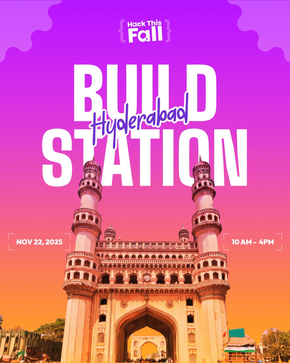📢 Hack This Fall Build Station — Hyderabad Edition! 💥

Hack This Fall turns 5 🎉 and we’re bringing the energy to Hyderabad — the City of Nizams and Next-Gen Builders! ⚡

Here’s what’s in store 👇
💡 Hands-on hacking &amp; technical workshops
🧠 Mentorship &amp; guidance from experts