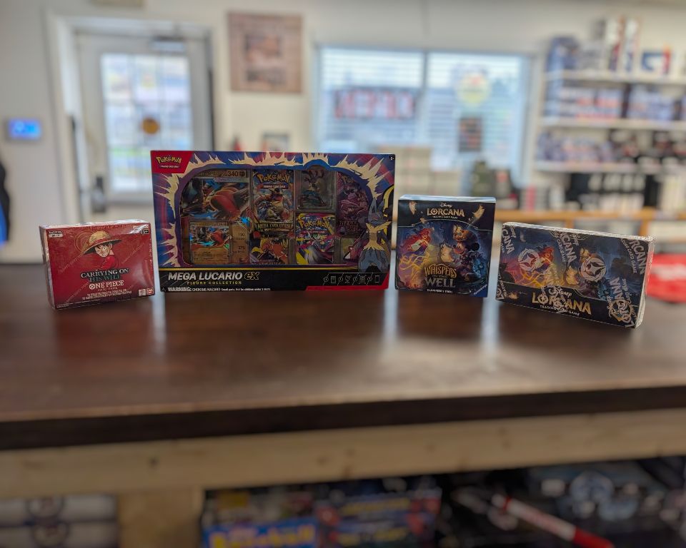 TCG players rejoice!  One Piece OP-13, Lorcana Whispers In The Well and Lucario ex Figure Collection are all now available in the shop and online at sportscardjunction.com

#Pokemon #PokemonTCG #SUPPORTYOURLCS #SUPPORTYOURLGS #LGS #PokemonTradingCardGame #PokemonCards