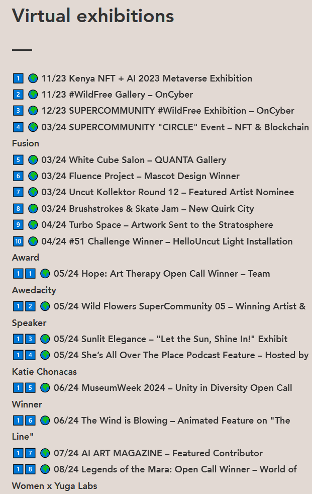 sartomancer's tweet photo. @AerynChristie @muriellondon @arvalis Oh my god, I had to look because her description listed "100+ exhibitions."

The "exhibitions": https://t.co/k5RQtFP3BS