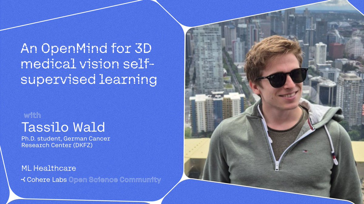 Join our ML Healthcare group next week on Friday, November 14th for a session with Tassilo Wald, as he addresses key challenges in 3D medical self-supervised learning by introducing a large public dataset and a comprehensive benchmark study to standardize evaluation practices.