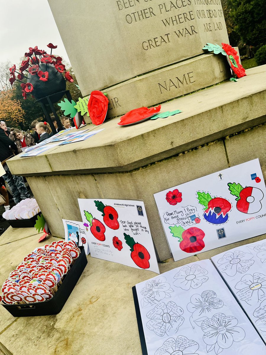 The GIFT Team’s artwork on display at the Peel Green War Memorial at today’s Churches Together Remembrance Service. #RemembranceDay #believebelongachieve