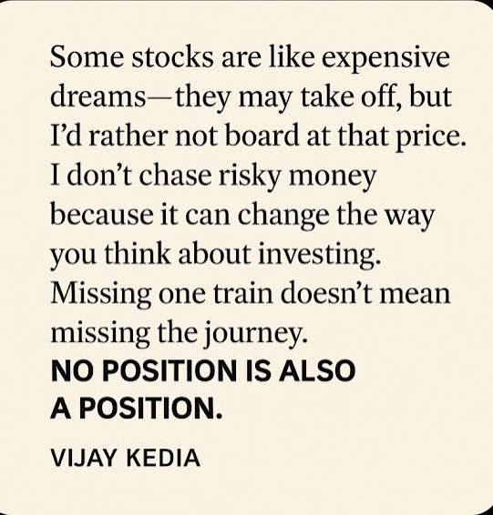 No Position is also a Position.
<a href="/VijayKedia1/">Vijay Kedia</a>
#Investing