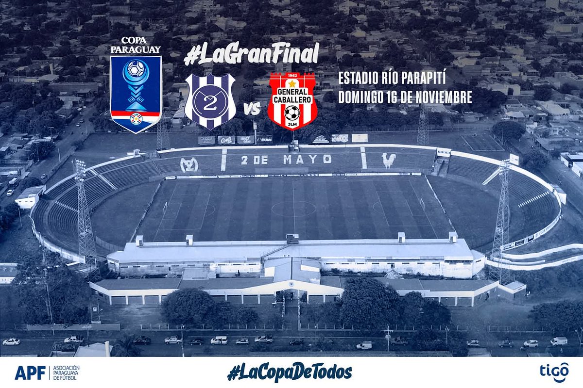 ⚽ #Futbol

🏆 Copa Paraguay 

#LaGranFinal

🏟️ Estadio Río Parapití de Pedro Juan Caballero.

✅ <a href="/club2demayo/">CS 2 de Mayo</a> 🆚 @gralcaballerojlm 

📆 Domingo 16 de Mayo