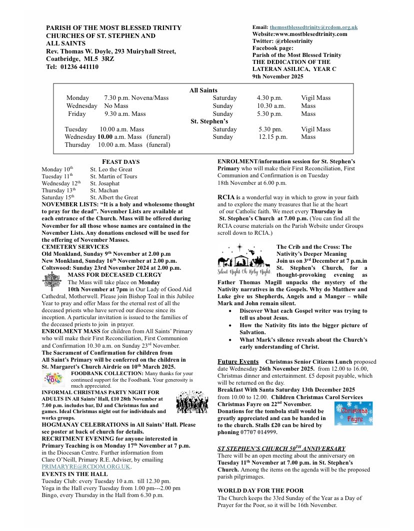 Please see this week’s parish bulletin