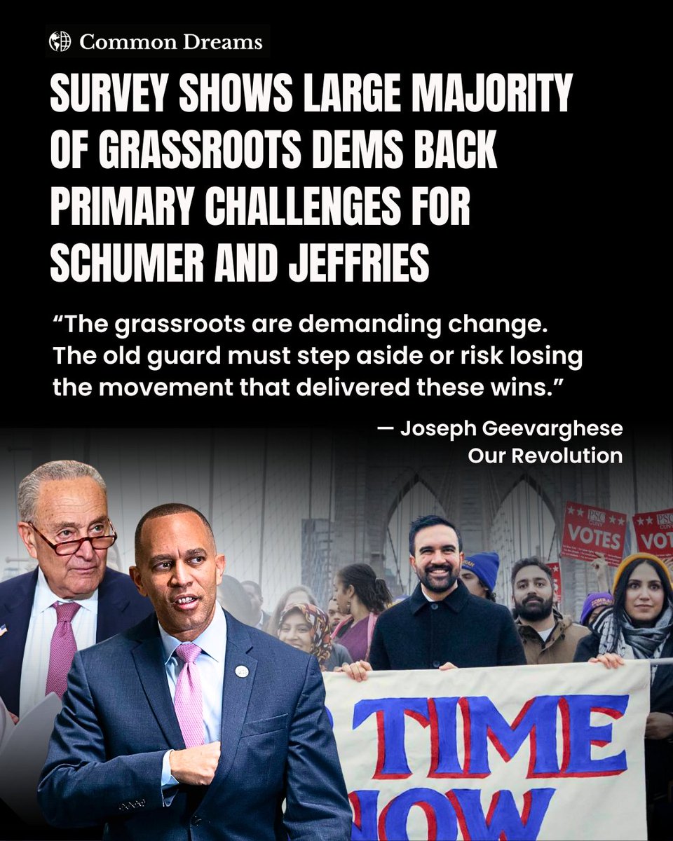 “Mamdani’s victory was not an outlier. It was a rallying cry,” Our Revolution's Joseph Geevarghese told <a href="/commondreams/">Common Dreams</a>. 

Post-election survey results send a clear warning that establishment Democrats could pay the price if they try to brush off Mamdani’s victory as a fluke.