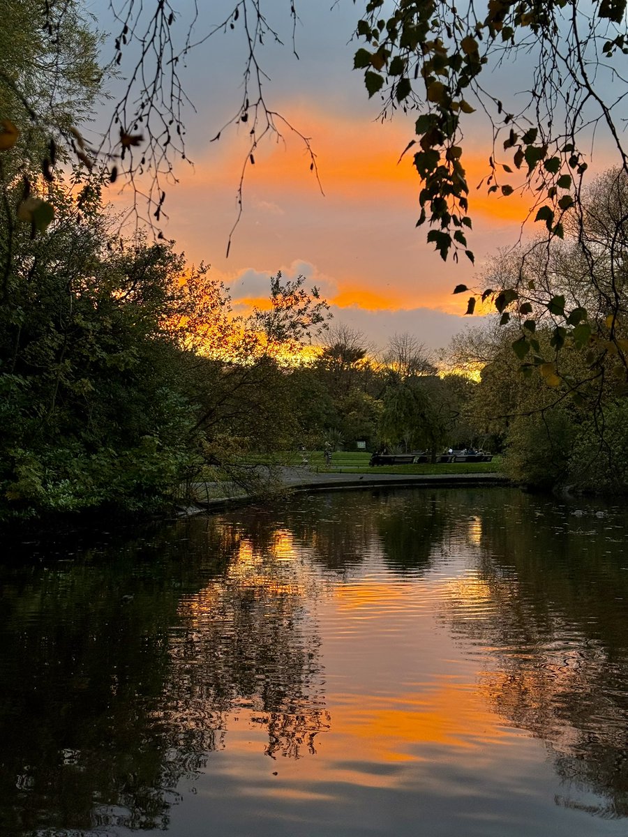 Beautiful skies just after sunset yesterday. St. Stephen’s Green, Dublin.