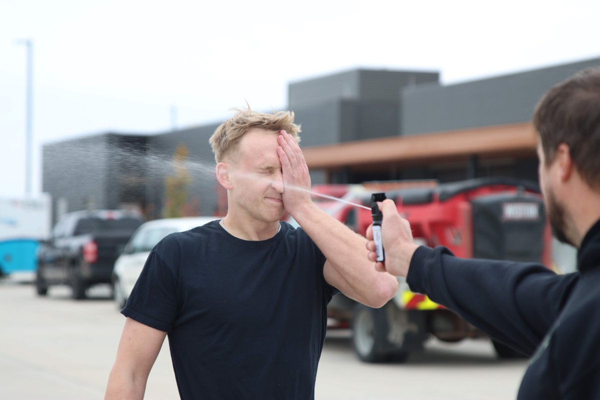siouxfallspd's tweet image. Week 2 of police recruit training saw a wide variety of topics. The recruit officers spent time on the range learning about firearm safety, they experienced the effects of pepper spray, ethics, and first aid.
