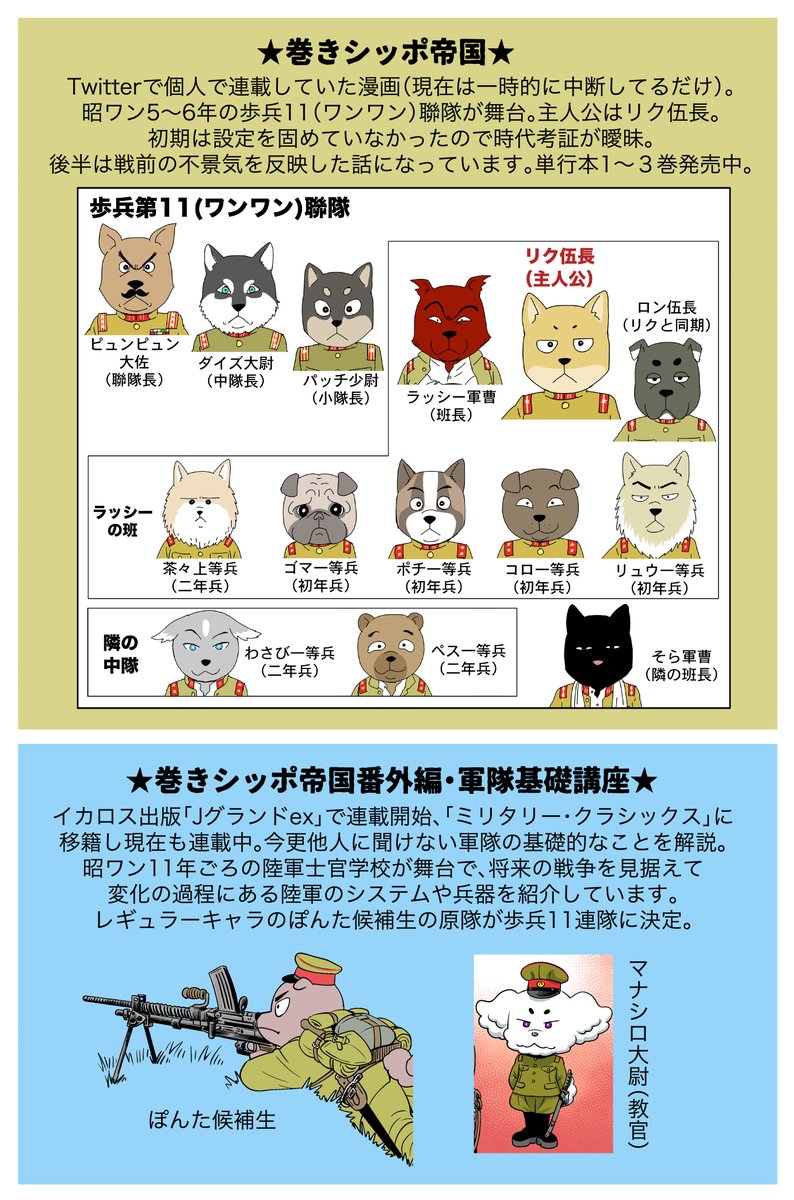 [定期ツイート]
ミリタリークラシックスにて
「巻きシッポ帝国軍隊基礎講座」を連載中です。
兵科とか軍隊の出世コースとかいろいろやって枡
https://t.co/BPgbLFad4s 