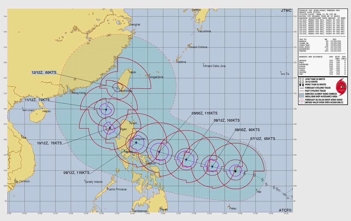 marvinoloris's tweet photo. The system is expected to slightly contract as it rapidly intensifies on the next 36-48 hours, but will still be a very large TC near landfall. Gale-force winds can be felt as far as #Mindoro, #Batangas, #Cavite, #Laguna, #NCR, #Samar, #Leyte, #Masbate, #Bicol, #Marinduque, etc. https://t.co/gBa2Bu5fvd