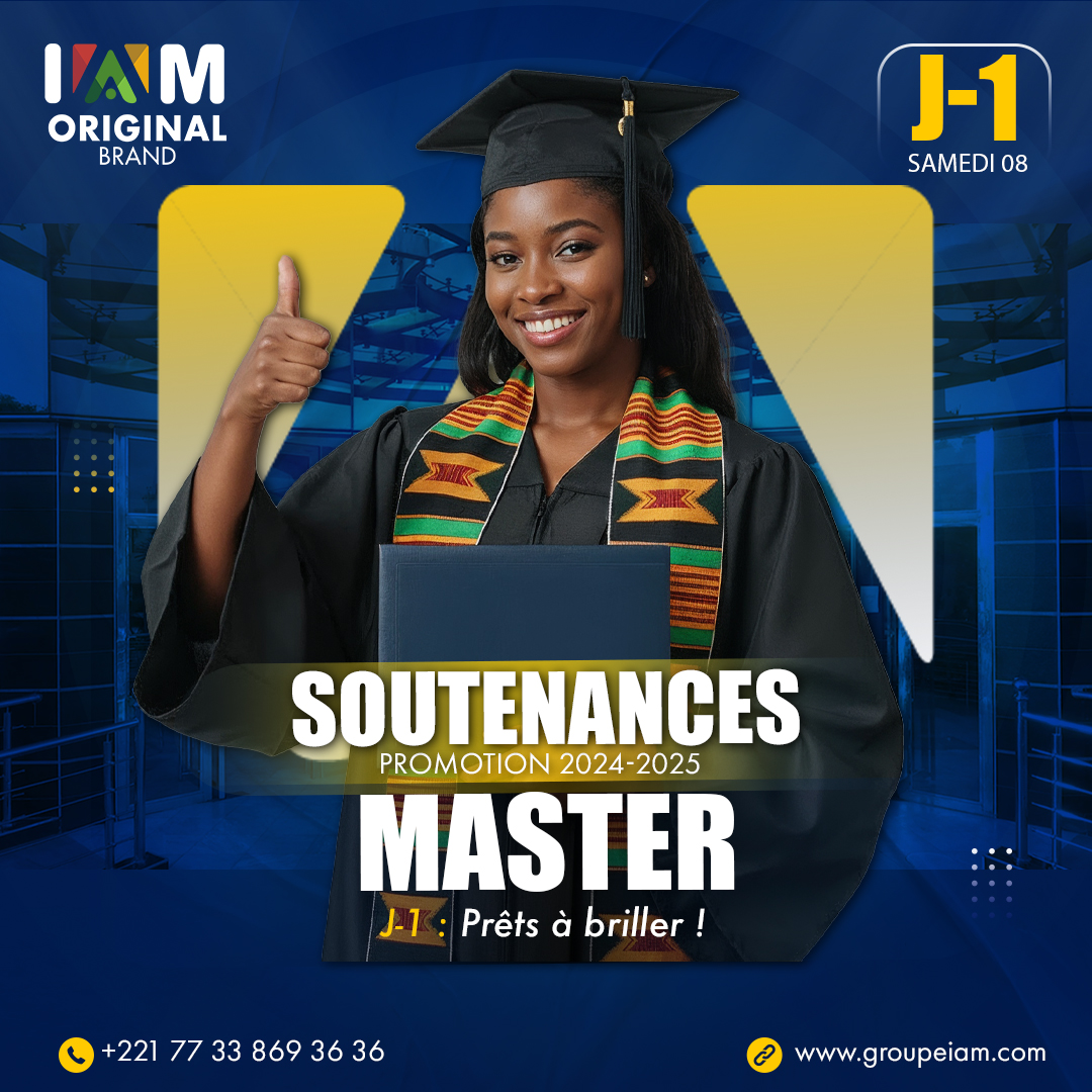GroupeIAM's tweet image. 🎓 J-1 avant les soutenances des Masters !
Demain, place à l’excellence 💪🏾
Nos étudiants sont prêts à briller — pouce levé pour nos futurs diplômés !
#SoutenancesMasters #GroupeIAM #IAM