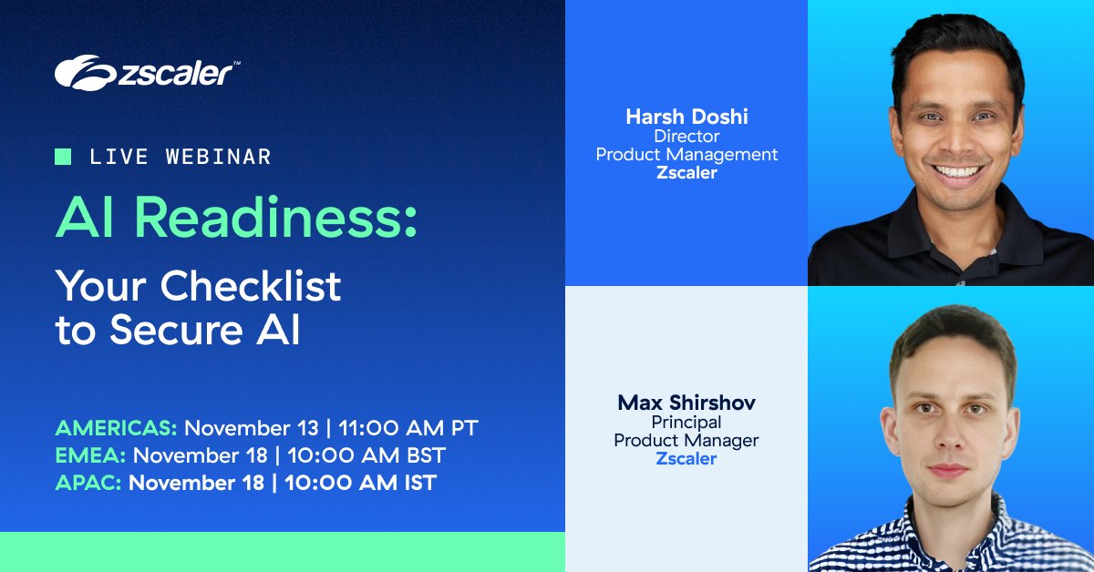 chewievt's tweet image. Learn how to secure AI adoption with Zscaler&apos;s expert guidance. Build a resilient AI security foundation &amp;amp; protect data across public GenAI, private models, and agents.
Register Here: tinyurl.com/39nt62dt