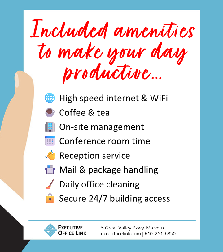 ExecOfficeLink's tweet photo. A #workspace that has your back can make every day feel more productive 🚀
#MalvernPA #officespace #productive https://t.co/ztgove3p3B