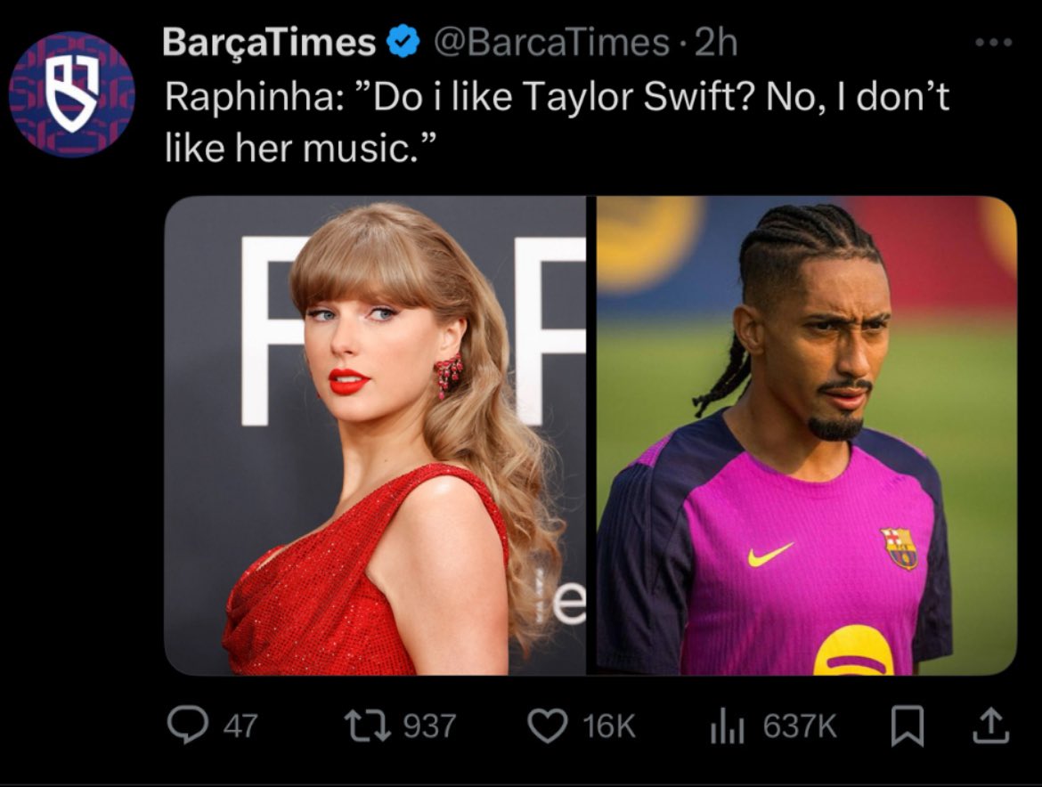 Hey Swifties! 🫵👋 we can’t let this Raphinha guy win the The Best FIFA Men's Player Award 😡💅 Vote for Ousmane Dembele here 🫠👇

fifa.com/the-best-fifa-…

 #TaylorSwift #swifties