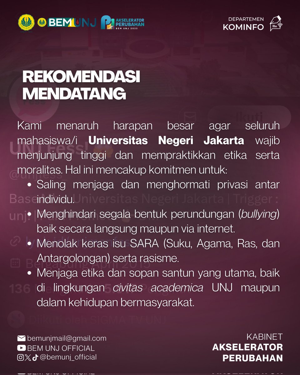 BEMUNJ_OFFICIAL's tweet photo. berpotensi penyalahgunaan data, dan jelas melanggar etika akademik.

1. Mana batas privasi individu?
2. Bagaimana data bisa disalahgunakan?
3. Apa peran kita menjaga ruang digital UNJ tetap etis?

Simak penjelasan lengkap pada postingan diatas. https://t.co/xydfRUV1bS