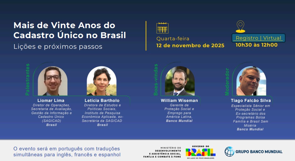 📊 90 milhões de pessoas. Mais de 40 programas. Uma única plataforma.
Conheça a história do Cadastro Único, a tecnologia social que colocou o Brasil no mapa mundial da proteção social. Webinário gratuito! Faça sua inscrição: lnkd.in/giWNstMz