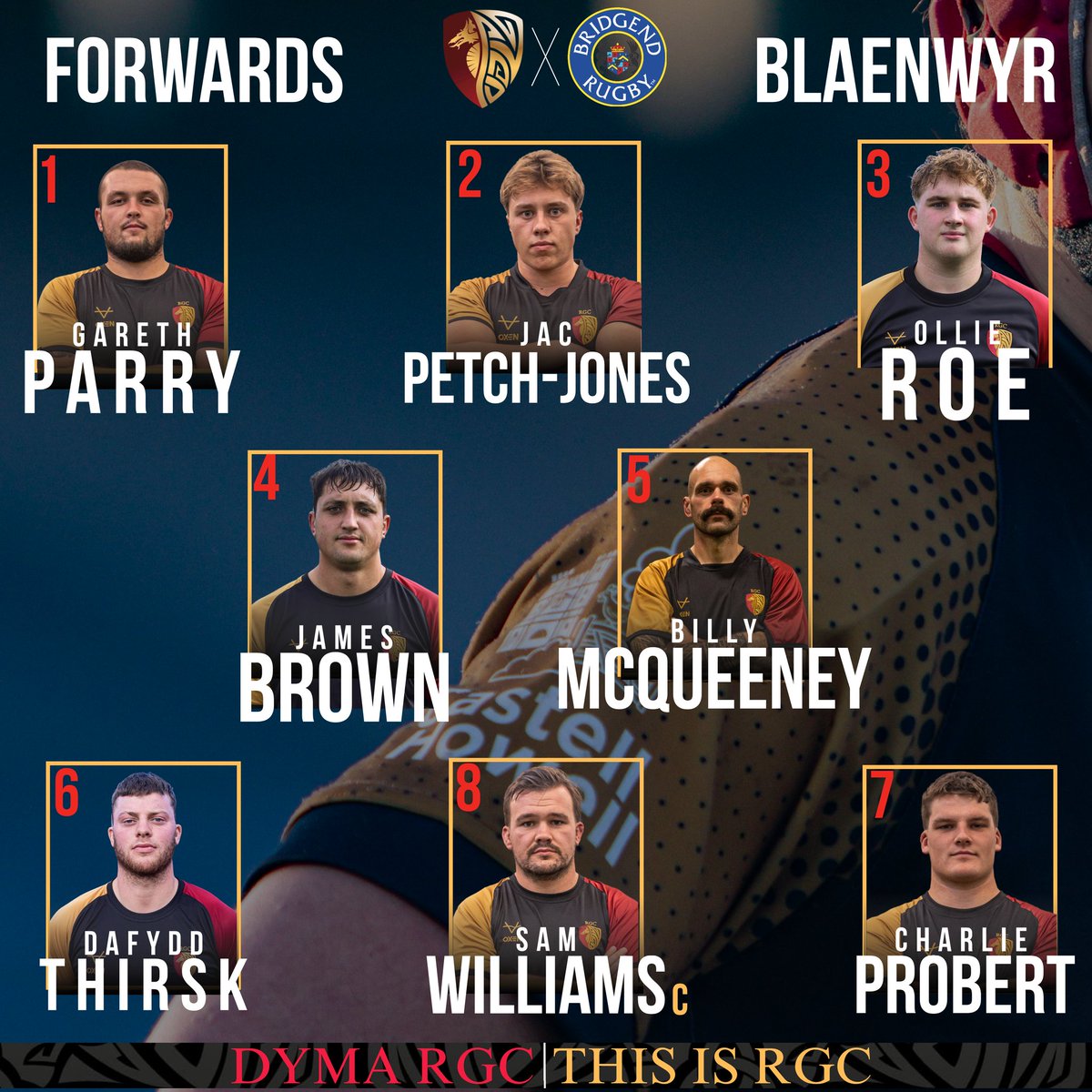RGCNews's tweet photo. Team News: Away to Bridgend 

50 appearances for Charlie Probert. Congratulations

Newyddion y Tîm: I ffwrdd i Ben-y-Bont.

Llongyfarchiadau i Charlie Probert sy'n gwneud ei 50fed ymddangosiad https://t.co/OEeEIddYwe
