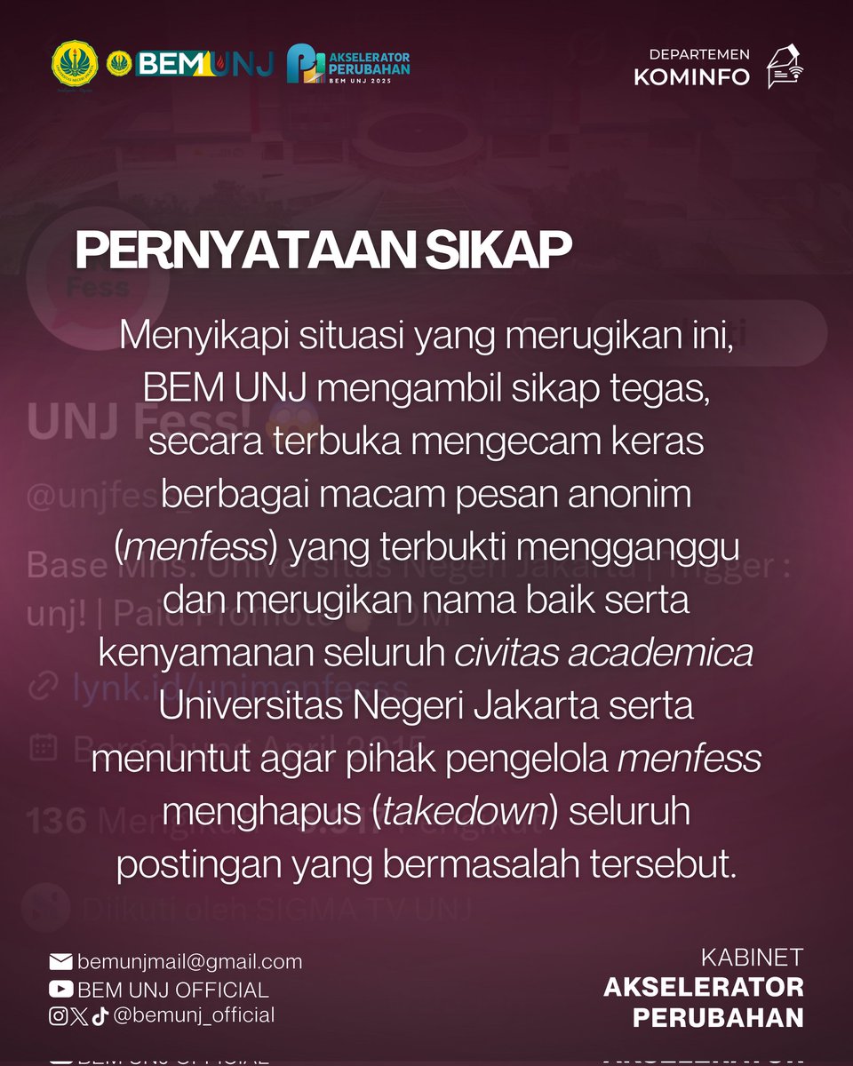 BEMUNJ_OFFICIAL's tweet photo. berpotensi penyalahgunaan data, dan jelas melanggar etika akademik.

1. Mana batas privasi individu?
2. Bagaimana data bisa disalahgunakan?
3. Apa peran kita menjaga ruang digital UNJ tetap etis?

Simak penjelasan lengkap pada postingan diatas. https://t.co/xydfRUV1bS