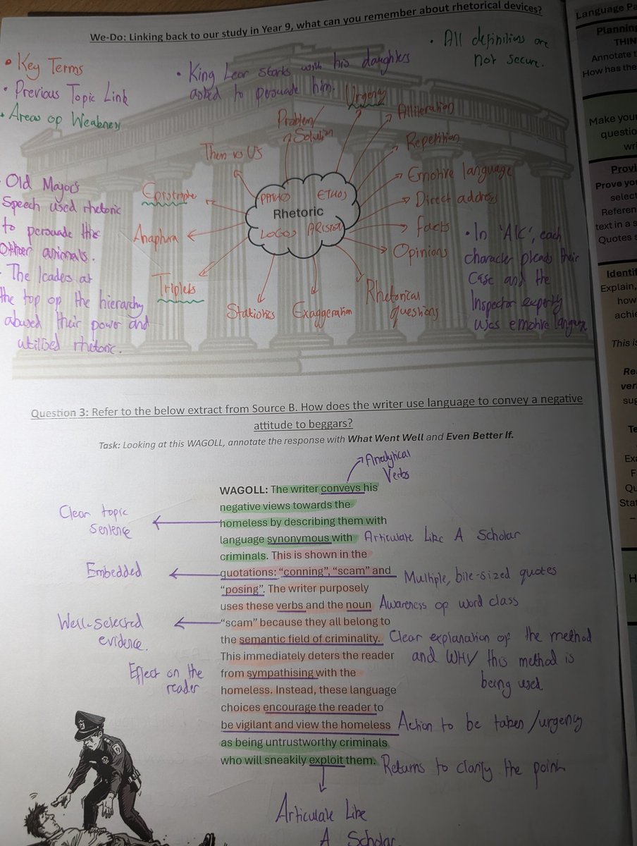 🌀A simple task today unlocked so much and revealed another massive plus of the spiral curriculum model🌀 Year 11 recalled terminology from their Year 9 study of rhetoric, linked to Animal Farm, King Lear and An Inspector Calls ➡️ Perfect foundation for LP2, Q3 👊