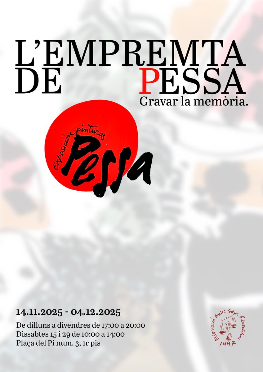 Lluís Pessa és una de les personalitats culturals més fascinants i, alhora, més desconegudes de casa nostra.

A partir del 14 de novembre, es podrà visitar «L’empremta de Pessa. Gravar la memòria», una mostra per descobrir l'obra gràfica de l'artista.

🔗 revenedors.cat/exposicions/