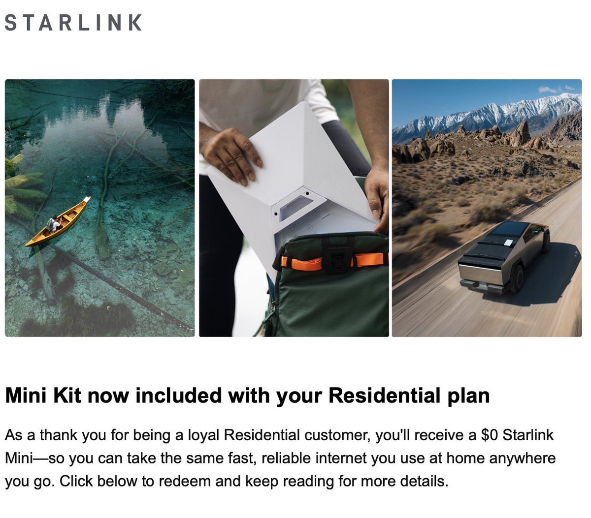 Early birthday gift surprise, excited to use this on my next adventure. Thanks <a href="/Starlink/">Starlink</a> and <a href="/elonmusk/">Elon Musk</a>