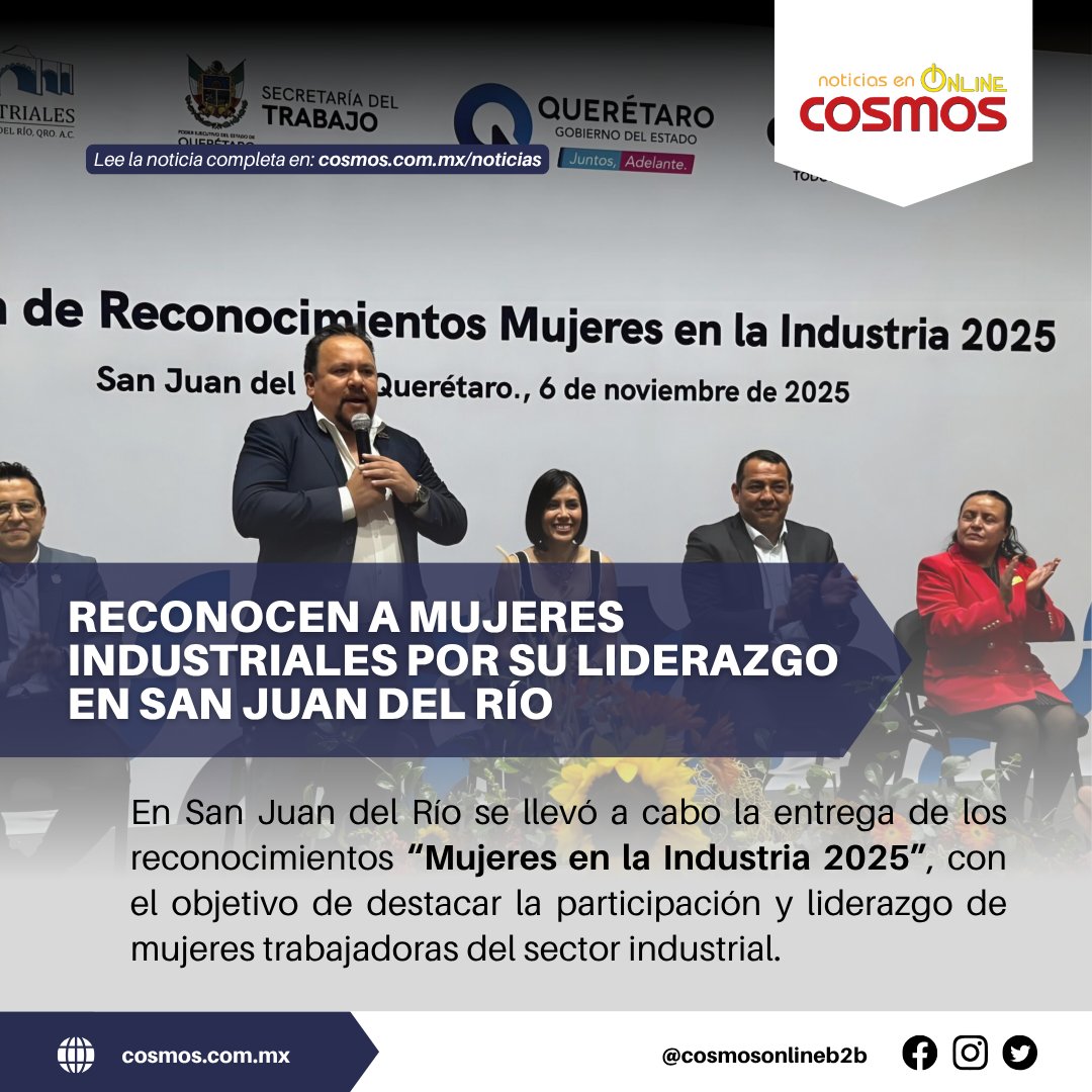 CosmosOnlineB2B's tweet image. ✨ #Mujeres que inspiran la industria en #SanJuandelRío 💼⚙️ Reconocieron a trabajadoras por su liderazgo, compromiso y contribución al crecimiento industrial del municipio 🚀

🔗 Lee la noticia completa en 👉 cosmos.com.mx/noticias
#MujeresEnLaIndustria #CosmosOnline