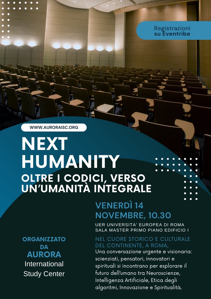 Il 14 novembre sei a Roma?
Vuoi scoprire come sarà la "prossima umanità"?
Tra #AI e #algoritmi, tra #innovazione, #scienza e #tecnologia?
Allora partecipa a #NEXTHUMANITY: Università Europea di Roma, Sala Master, 1 piano, edificio I, ore 10:30.
Registrati: lnkd.in/eApxknSu