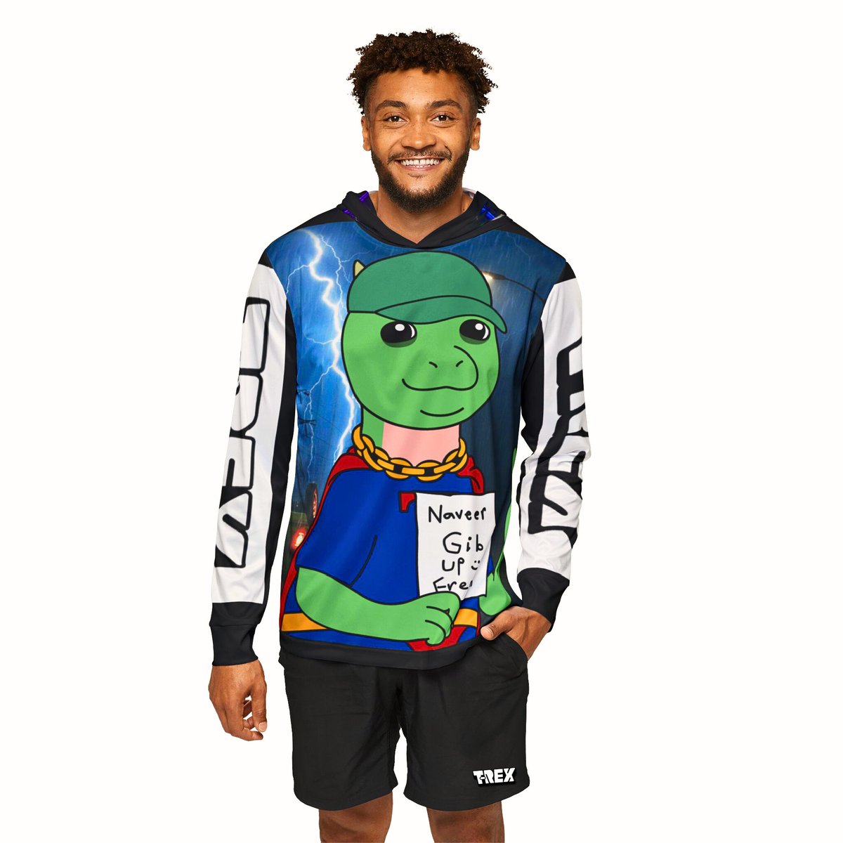 rambo999230396's tweet photo. Introducing: Hold My Rexy — The Exclusive Collection 👑
Featuring the signature Rexy Hoodie + Shorts Set 🦖
Drip fueled by community, creativity, and pure T-Rex NFT energy.
For the true believers who wear conviction with pride.
@TREX_chain 
#HoldMyRexy #TREXChain #TREXMerchContest
