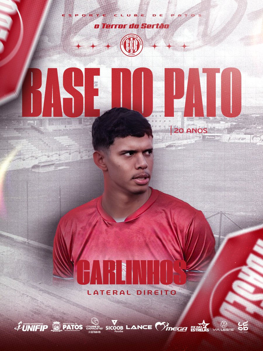 RENOVADO! ✍️☑️

O lateral Carlinhos, de 20 anos, estende seu vínculo com o #TerrorDoSertão.

Campeão do Paraibano Sub-20 2025, ele vai representar o Pato na Copinha antes de voltar para reforçar nosso time no Paraibano 2026.

Seguimos por mais, Carlinhos! 🇵🇪🫡