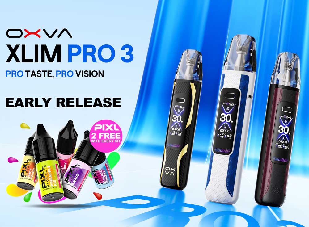 Exclusive: OXVA Xlim Pro 3 - Be The 1st to grab one before its release date. Plus get 2 free bottles of brand new Pixl Nic Salts - ubervape.co.uk/products/oxva-…