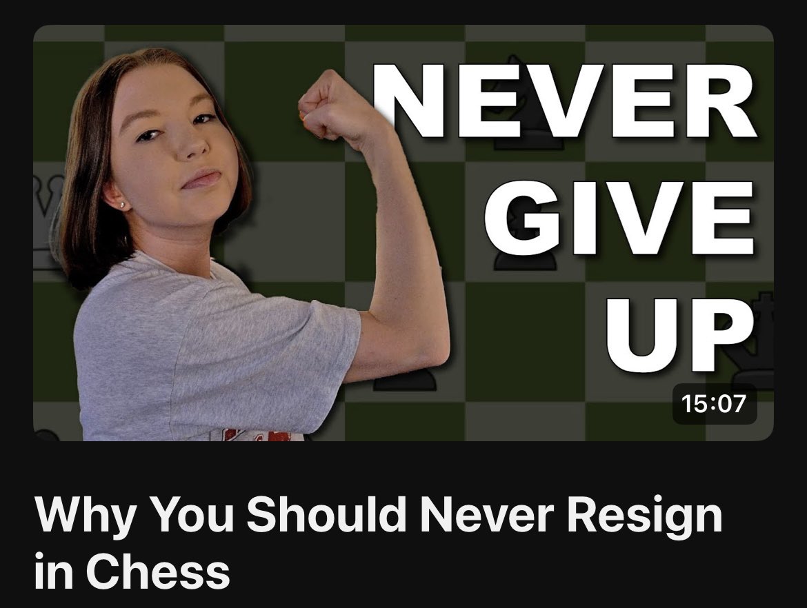 kamrynheidi's tweet image. Imagine resigning after losing a queen, couldn’t be me

youtu.be/AqiSjrtT28g

#chess #chesspunks