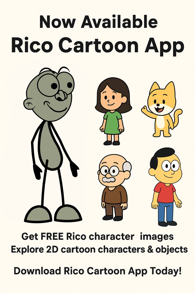 ObynoTutorial's tweet image. Rico Cartoon App is officially out! 🚀  

Rico Cartoon App is a powerful App that generate ready-made Free Animation Packs of Rico cartoon characters, backgrounds, and objects, perfectly designed for creating smooth animation projects.

Purchase and Download the Rico Cartoon APP