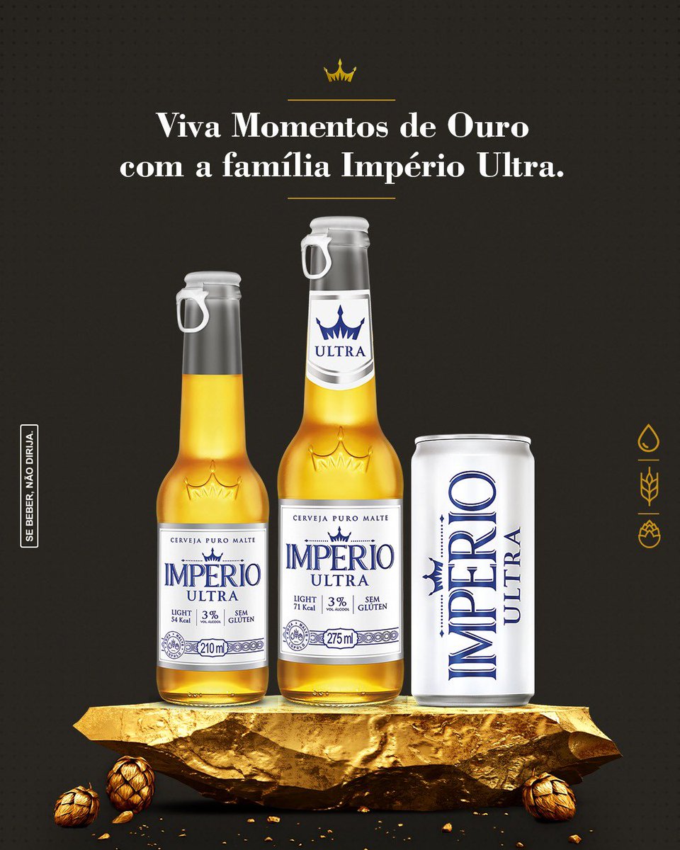 cleberfaria30's tweet photo. Aprecie todo o sabor e qualidade que essa cerveja de baixa caloria, produzida com malte e lúpulo importados e a mais pura água, oferece. Faça de cada momento um Momento de Ouro com Império Ultra.

#CervejaImpério #ImpérioUltra #PuroMalte #MomentoDeOuro https://t.co/MuZKWkAyos
