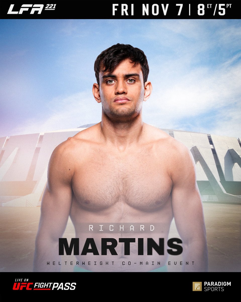 It’s fight day in Brazil! 🇧🇷 
Richard Martins co-mains #LFA221 Live on UFC Fight Pass. [ Live from 8pm PT ]