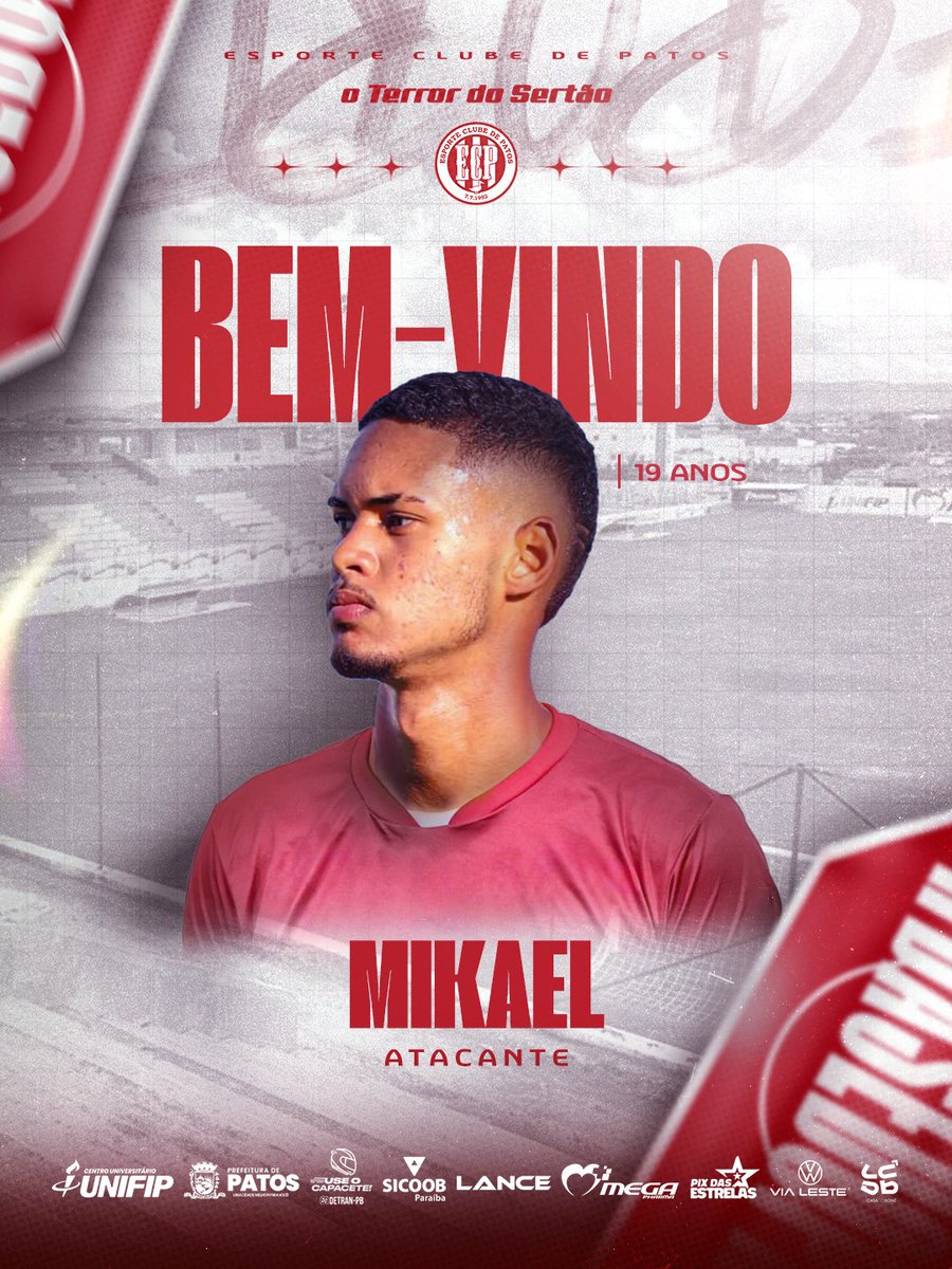 É DO PATO! ✍️☑️

O atacante Mikael, de 19 anos e natural de Camalaú-PB, é o novo reforço do #TerrorDoSertão.

Ele vai representar o Pato na Copinha antes de retornar para compor o elenco no Paraibano 2026.

Bem-vindo, Mikael! 🇵🇪🫡