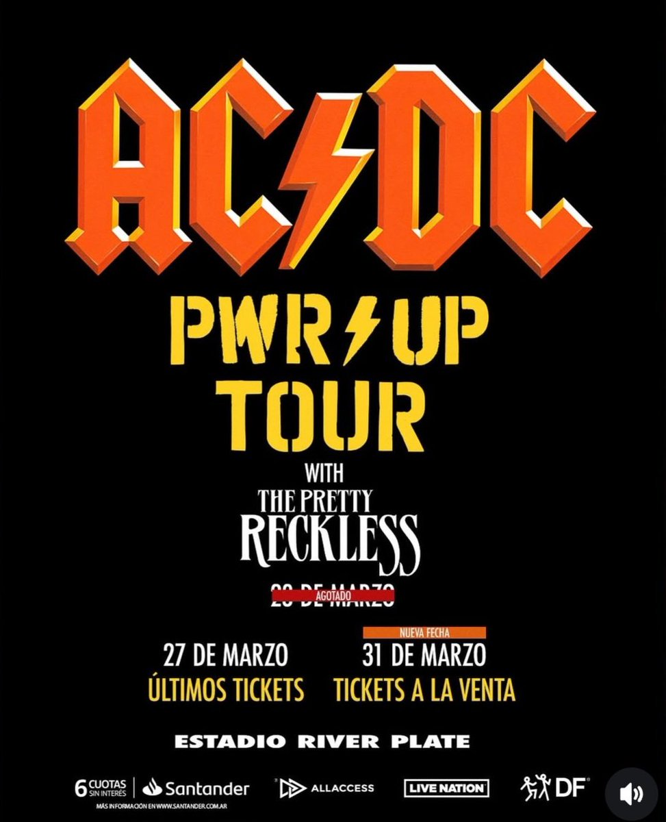acdcnoticias's tweet photo. Tercera fecha anunciada de @acdc en Argentina el 31 de marzo, cumpleaños de Angus Young 💥 https://t.co/HGRFJ2RVUl