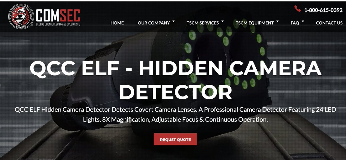 comsec's tweet image. SOLUTION ALERT: QCC ELF Professional, High Performance Hidden Camera Detector. Locate Hidden Cameras &amp;amp; Lenses Up to 54 Yards Away. Learn More: comsecllc.com/product/hidden… #TSCM #ExecutiveProtection #business #security #government #military