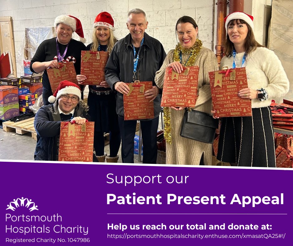 Help us bring joy to our patients this festive season. Our Patient Present Appeal is open for donations so that we can bring smiles to our patients faces this Christmas.
 
Let’s make a difference together this Christmas – donate to our appeal here: shorturl.at/lFyYH