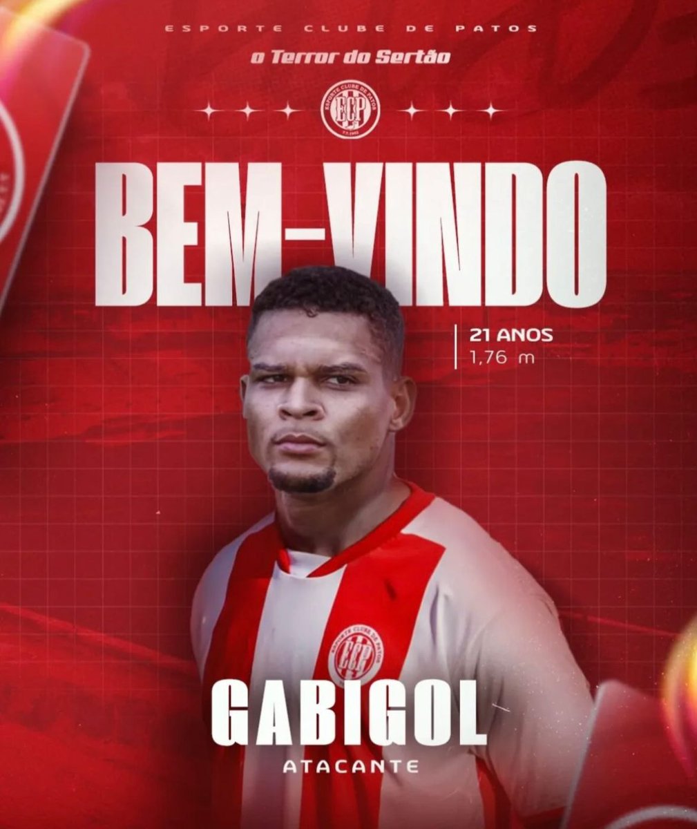 TEM NOVIDADE NO ATAQUE! 😎🇵🇪

Gabriel Rocha, de 21 anos, é o novo atacante do Esporte para a disputa do Campeonato Paraibano 2026.

O atleta que atua na ponta esquerda, já representou as seguintes equipes: Sparta-TO e estava no Socremo Serrano.

Seja bem-vindo, GabiGol! 🫡🇵🇪