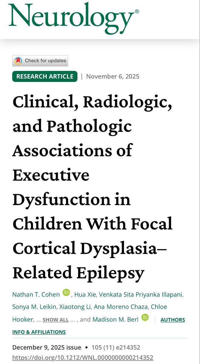 🧠NEW MANUSCRIPT in <a href="/GreenJournal/">Neurology Journal</a>🧠 

Executive dysfunction (ExD) is common in epilepsy. Focal cortical dysplasia (FCD) can model lesion-network interaction.

🔑FCD overlap with Control network is assc. with ExD, implying network-level structure function correlation‼️