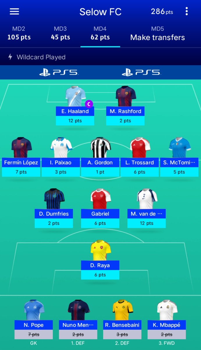 My MD4 #UCLFantasy points 📈 not as expected because i did wilcard so i expect more than 100 but yeah still good though. Gordon and Rashford the most dissapointing transfer I've made. Should go with Osimhen and Yamal instead 🥱 

We go again next MD 🤟🏻