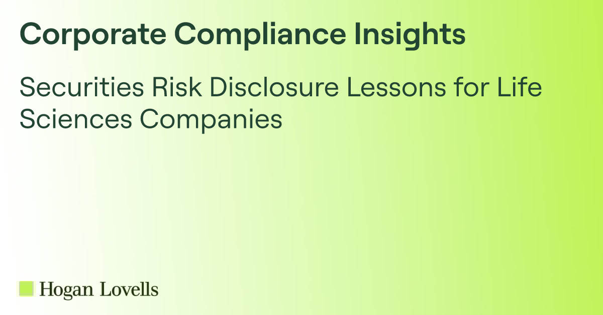 In this Corporate Compliance Insights article, Jennifer Windom, Elizabeth Jungman and Bolton Smith examine how life science companies face liability when framing risks as hypothetical while regulations show they have already materialized. ow.ly/JlLM50XlF2Z
