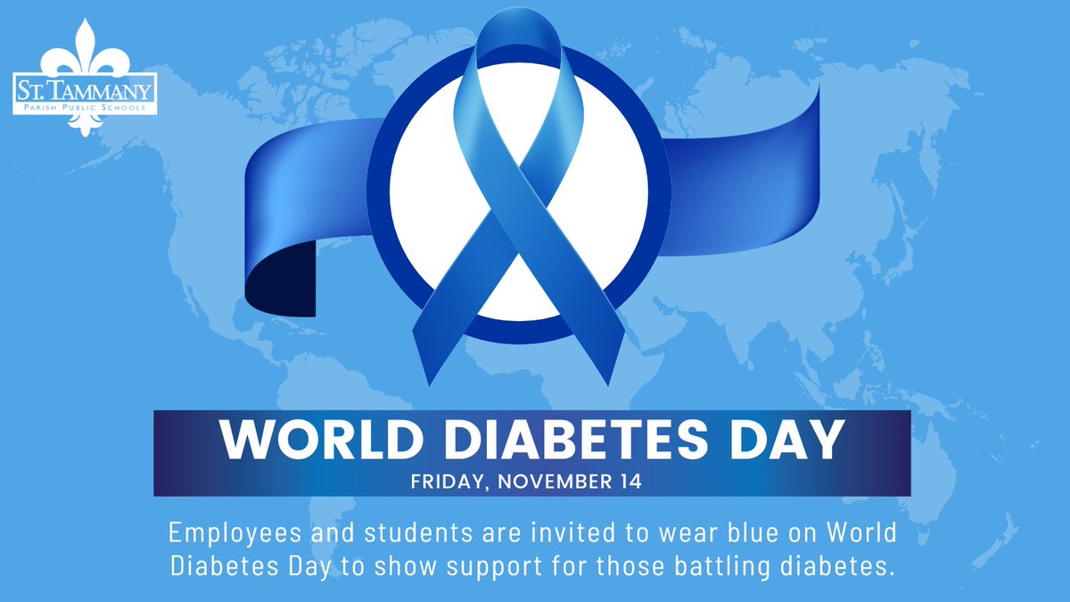 On Friday, November 14, we’re joining together to recognize World Diabetes Day. Students, faculty, and staff across the district are encouraged to wear blue to show support for those living with diabetes. 💙

#WorldDiabetesDay #STPPSLaunchingExcellence